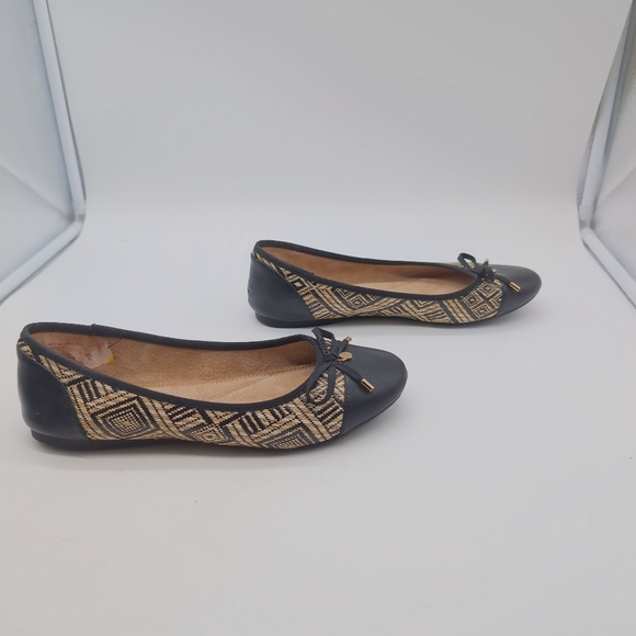 Women's Bass Lacy Raffia Black Patterned Ballet Flats sz 8 - Picture 6 of 8